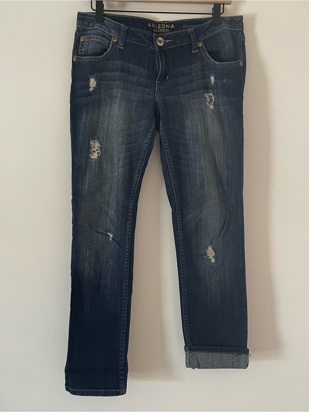 Denim Jeans Y2K Distressed Boyfriend Dark Blue Junior’s 7 Short